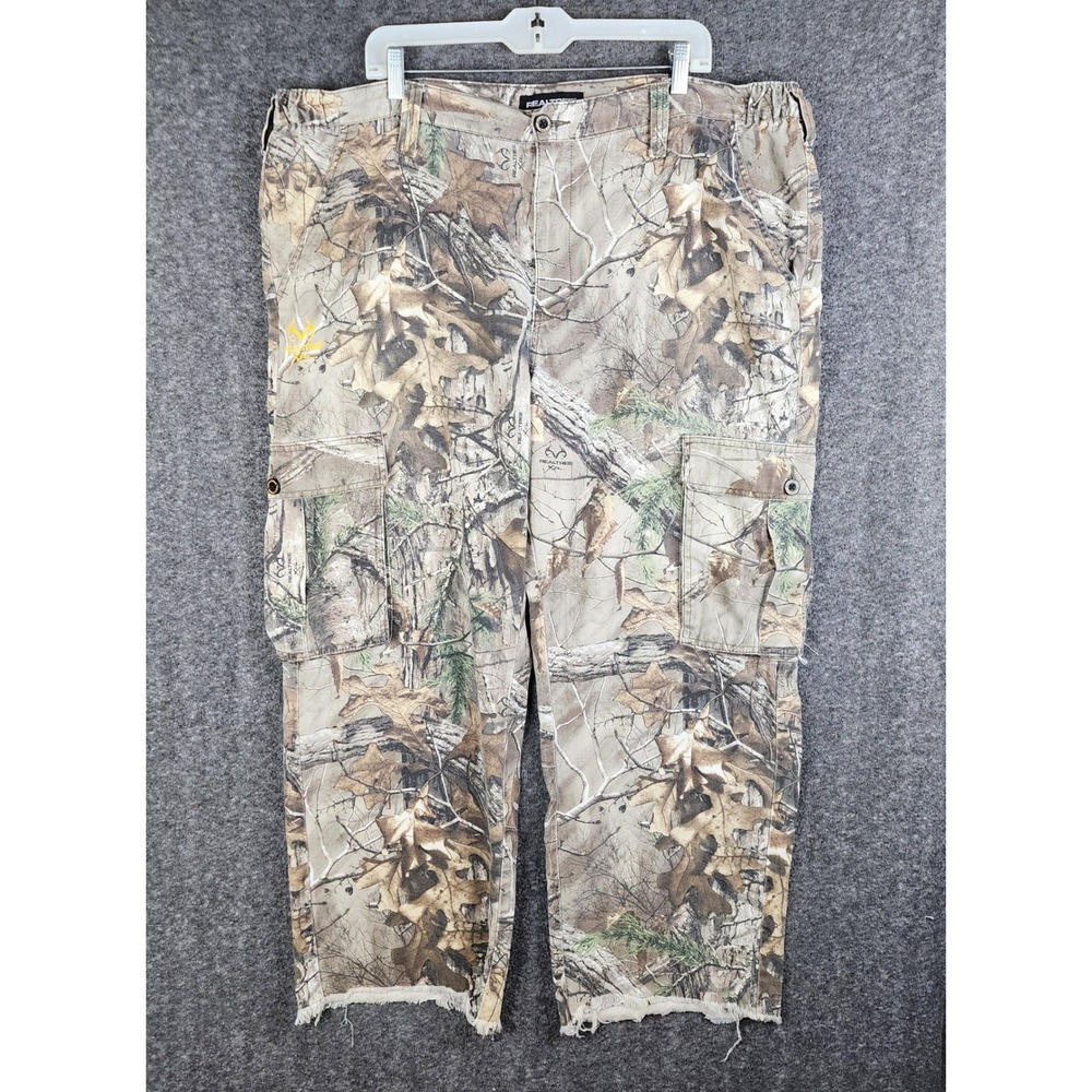 Realtree‎ Cargo Pants Men 42 Camouflage Xtra Raw Hem Distressed Hunting Utility